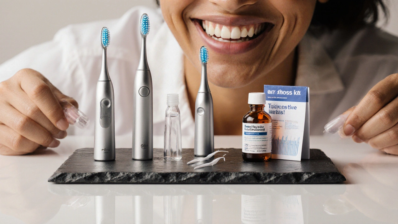 Kompletní ústní hygienický set připravený k použití.