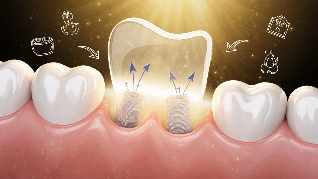 Ochranný povlak zakrývá kořen zubu, odrazující podněty tepla a chladu