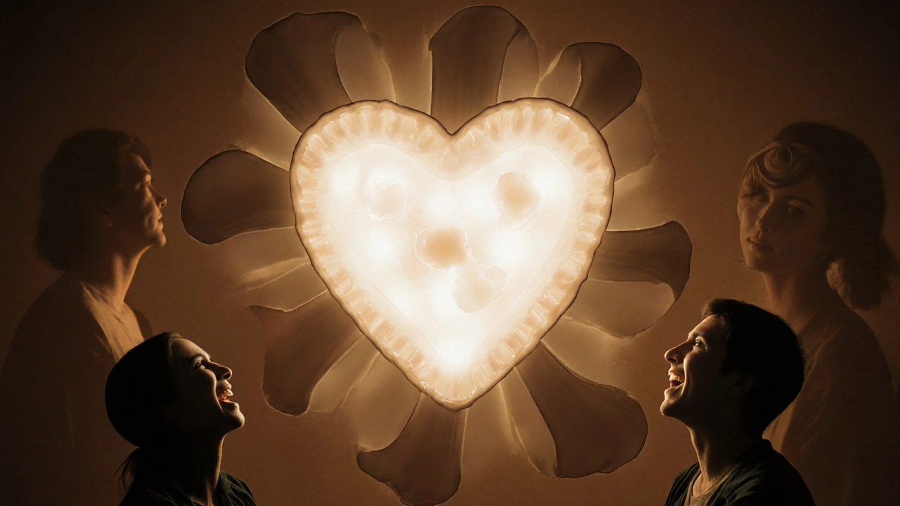 Srdce z keramiky tvoří úsměv, symbolizující sebevědomí a vnitřní změnu.