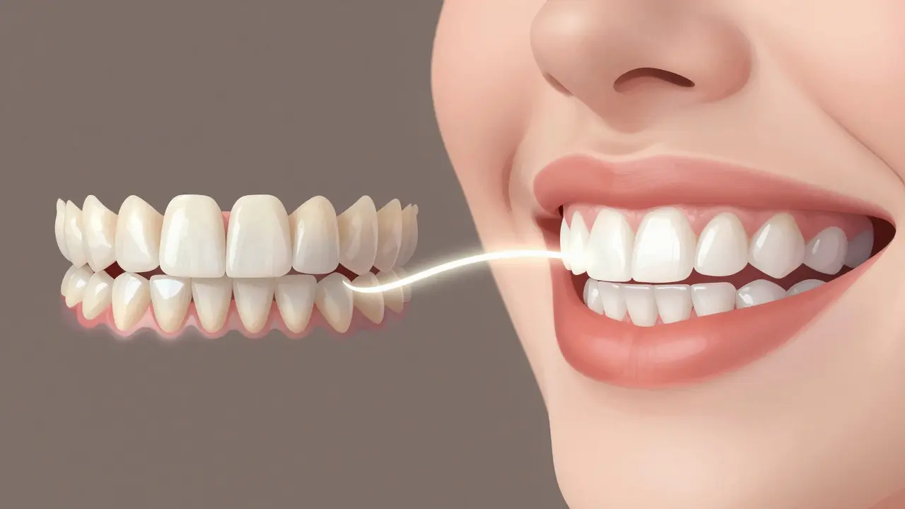 Porovnání křivých a vyrovnání zubů po aplikaci fazet.