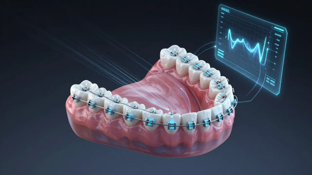Chytré fazety s čipky a digitálními daty sledujícími pohyb zubů.