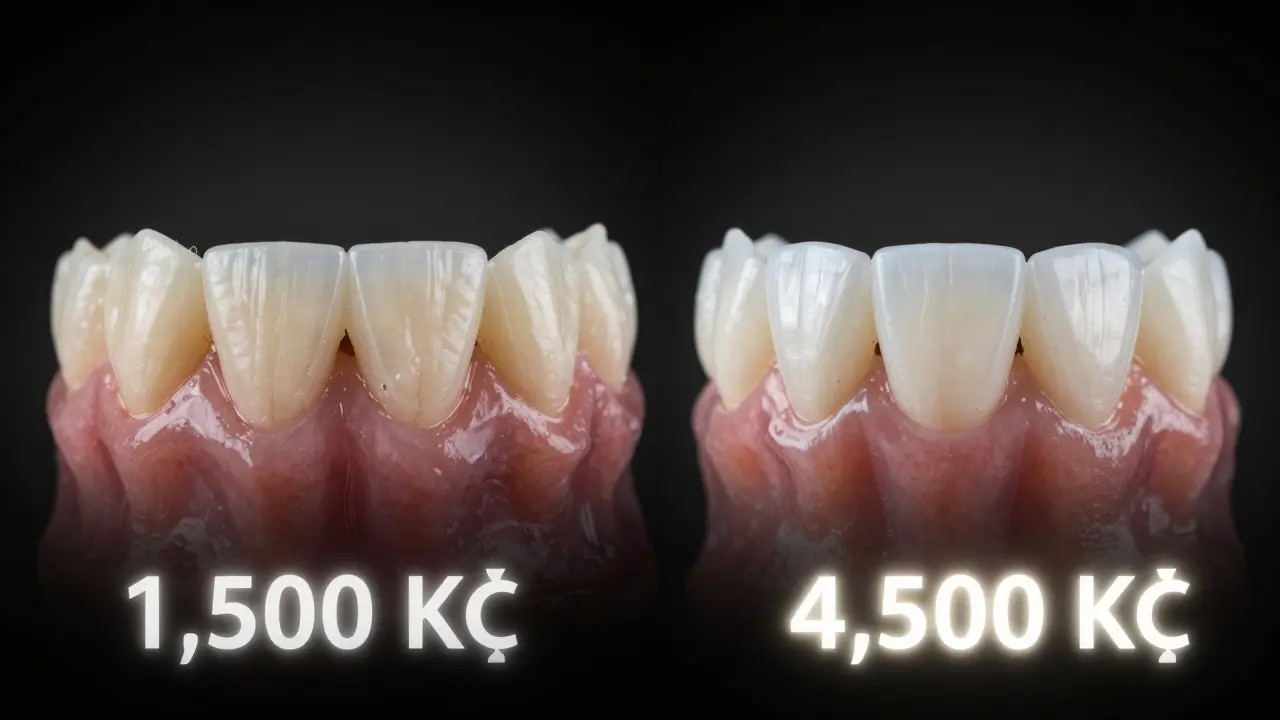 Contrasting images of poor and high-quality composite veneers with visible damage versus natural appearance.