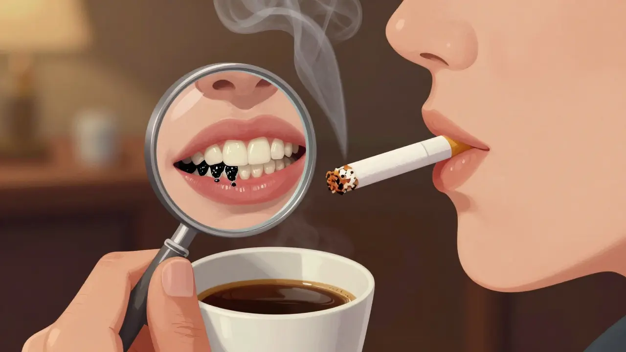 Kouření a tmavé nápoje způsobující černý zubní kámen