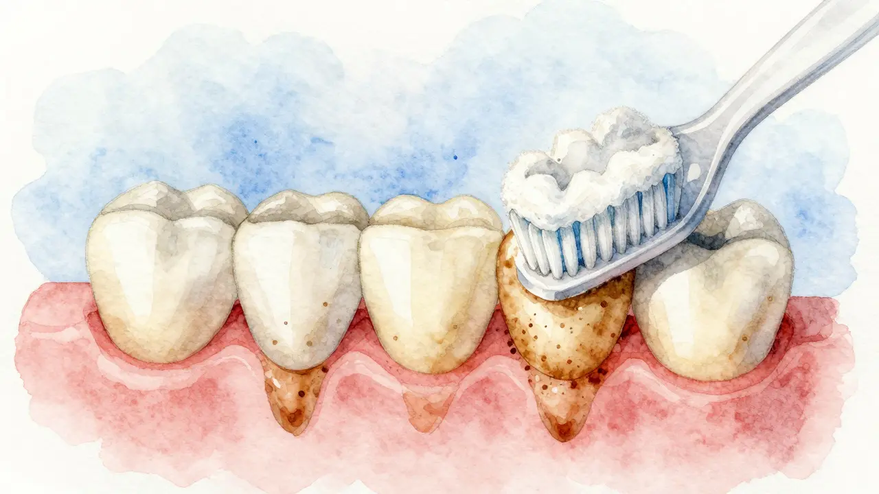 Zuby s odstraněnými povrchovými skvrnami pomocí abrazivních látek.