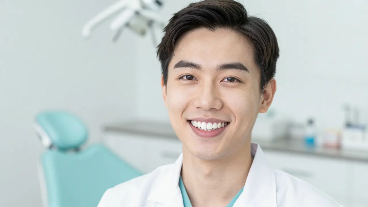 Úsměv člověka s čistými a bílými zuby po profesionální dentální hygieně.