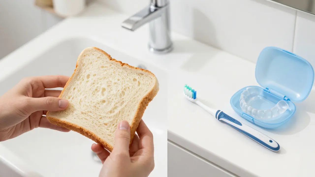 Měkké jídlo a hygienické pomůcky pro péči o nové zubní fazety