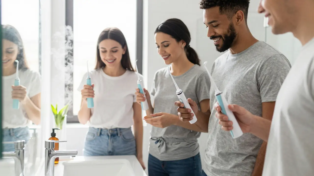 Různí lidé používají ústní sprchu jako součást hygieny