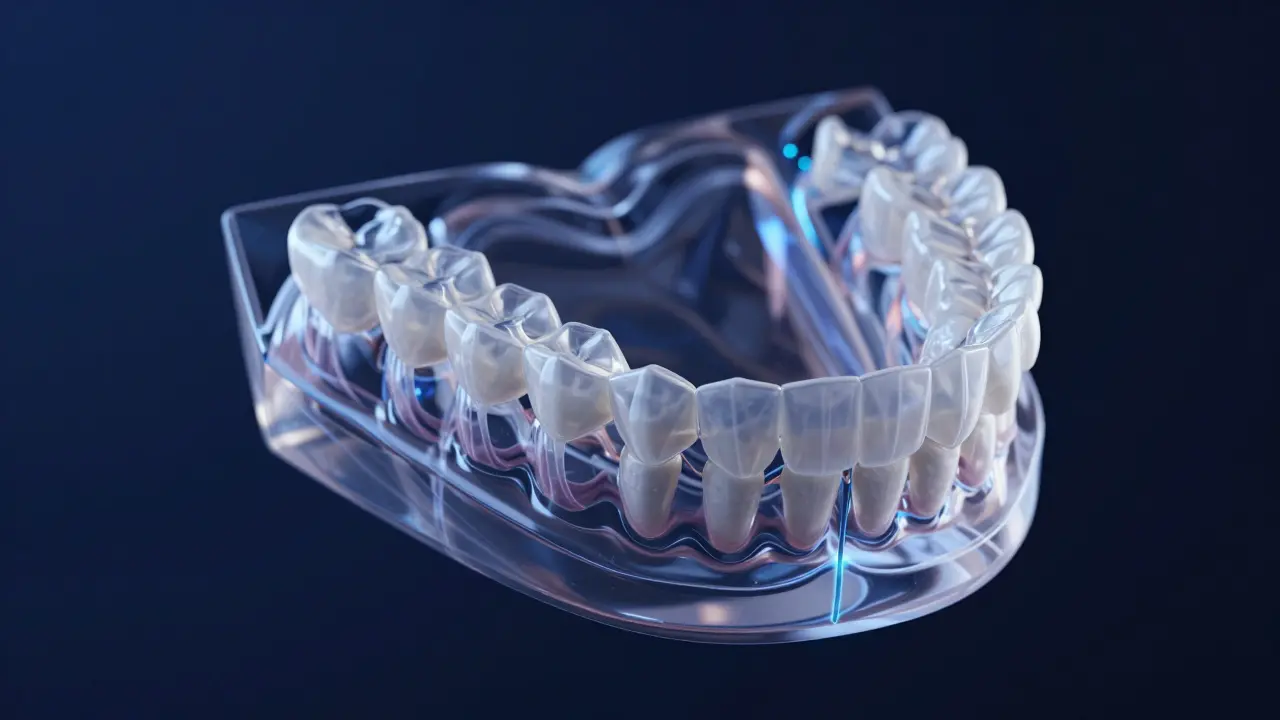 3D vizualizace ortodoncie a myofunkční terapie na modelu čelisti