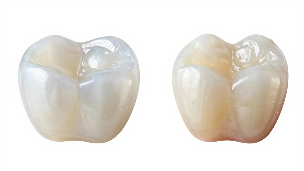 Srovnání lesklého porcelánu a matného kompozitu pro zubní náhrady